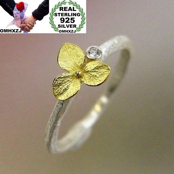 

cluster rings omhxzj wholesale european fashion woman girl party wedding gift flower zircon 925 sterling silver 18kt yellow gold ring rr354, Golden;silver