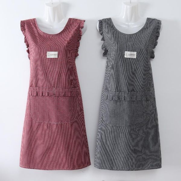 

pure cotton breathable ultra-thin summer sleeveless fashion apron women's kitchen household cooking oil-proof waistband aprons