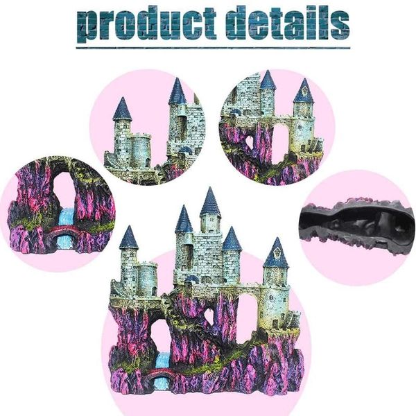 

aquariums t21d castle aquarium decoration hand painted with realistic details 9.8 inches high fish tank ornaments small shelters