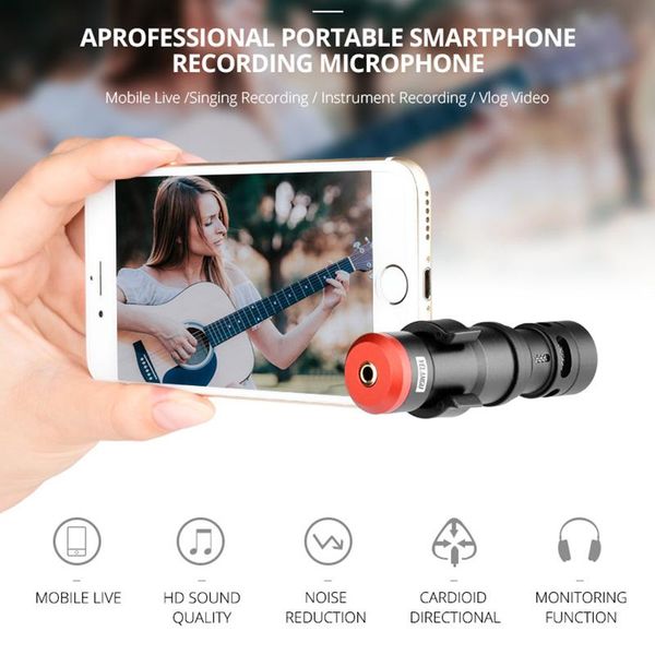 

smartphone camera video microfone mic kit vlogging mobile phone in-line microfono recording microphone for vlog livestream microphones