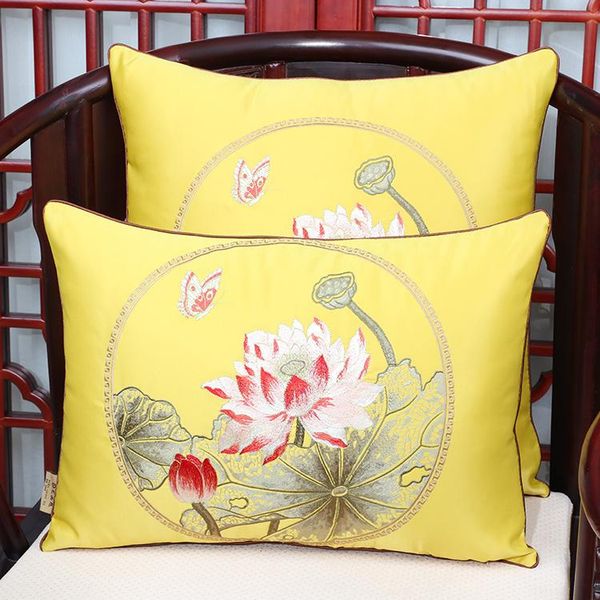 

latest lotus peony fabric cushion cover pillow case christmas home decoration sofa chair chinese style lumbar cushion/decorative