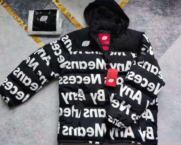 

mens letter print coats jacket man parkas embroidery women geometric cotton warm hooded ins winter clothes, Black