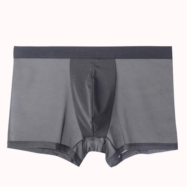

underpants men's ice silk breathable mesh shorts boxers summer plain thin white, Black;white