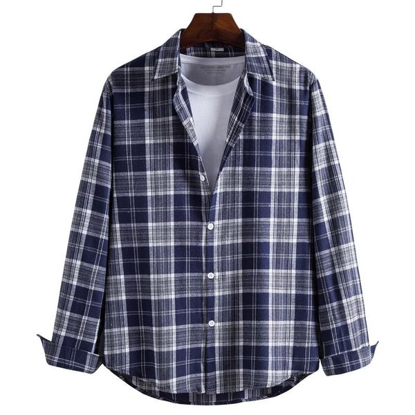 

men's casual shirts plaid shirt long sleeve single breasted turn-down collar streetwear vintage clothes hip hop tee d924#, White;black