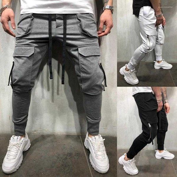 

men's pants trousers mens sports joggers pencil designer casual solid color pockets qpb7, Black