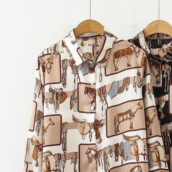 

spring vintage streetwear casual womens shirts loose stretchy elastic turn down collar long sleeve shirt, White