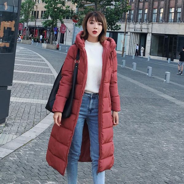 

women's trench coats 2021 women winter coat long wadded leisure outerwear solid hooded thick warm down parka female cotton jackets cc64, Tan;black