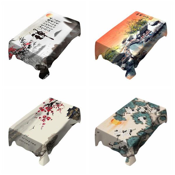 

table cloth jiangnan water village boating beautiful patterns waterproof tablecloths heavy duty oil spill proof plastic wipe clean
