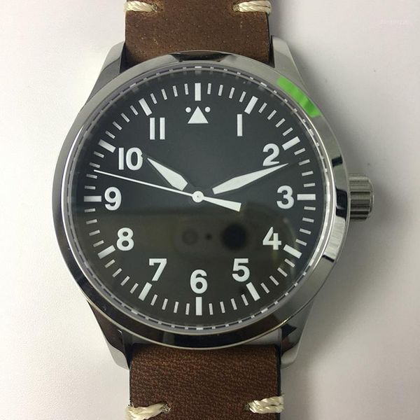 

wristwatches fashion brown leather strap watch men 42mm sapphire glass automatic mechanical dial luminous 316l stainless steel case clock, Slivery;brown