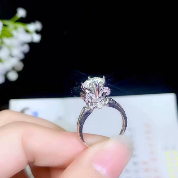 Moissanite personalidade design anel 925 prata esterlina linda cor espumante 1 2 diamond d vvs1