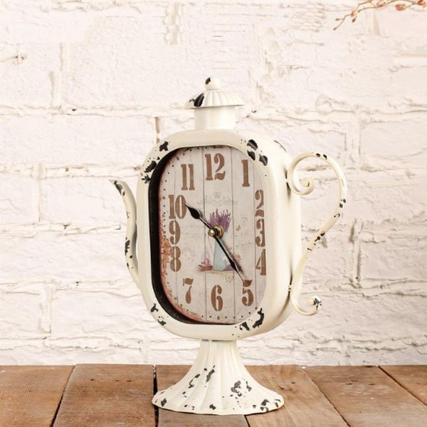 

european retro crafts table clock home decoration clothing store counter deskwatch metal quartz desk clocks