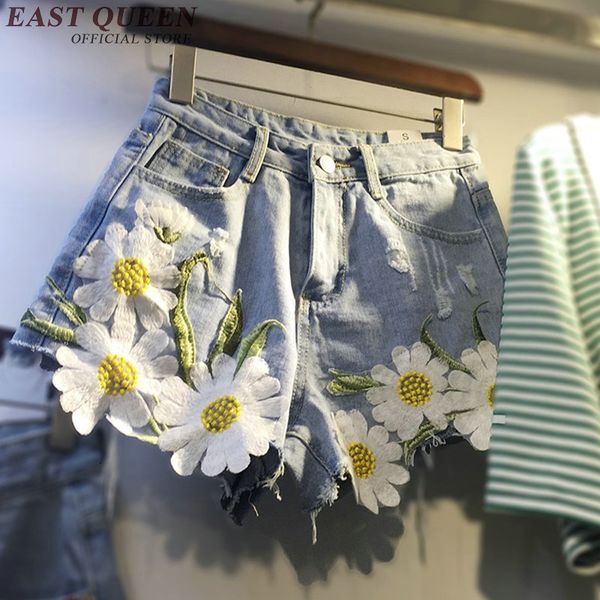 

women's shorts chic denim shorts female jean floral embroidery vintage classic womens summer short jeans kk339 q 7d0d, White;black
