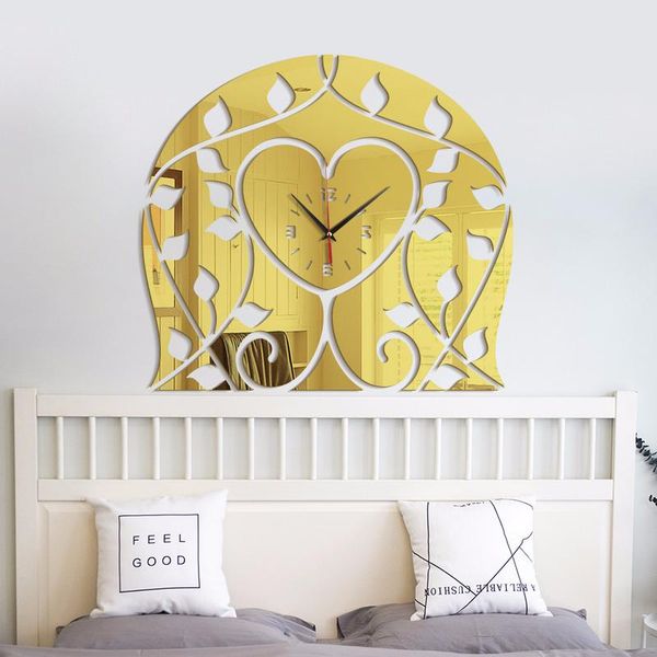 

wall clocks clock love flower vine fashion creative acrylic stickers living room bedroom home decoration mirror