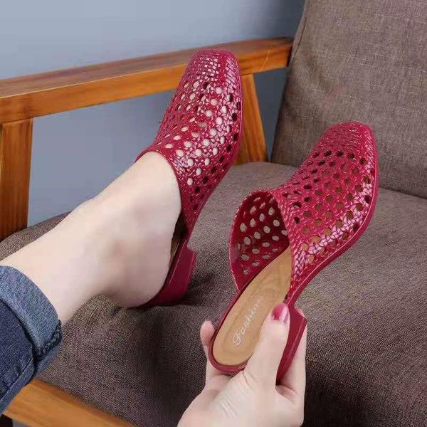 

sand beach women female slippers middle heel soft comfort slides cool in summer, Black