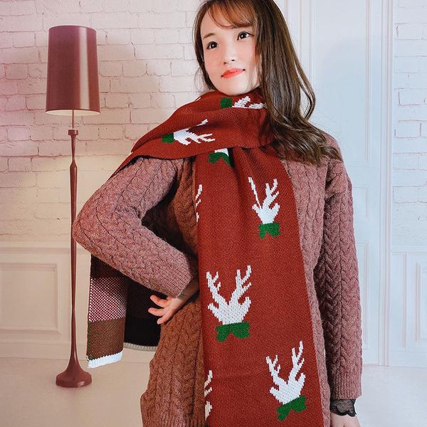 

gift wrap christmas scarf winter cartoon antler fawn shawl dual purpose lovers
