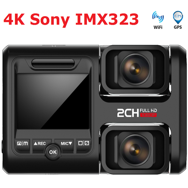 

car rear view cameras& parking sensors novatek 96663 chip wifi 4k dual lens dvr dash cam ultra hd 2160p gps adas camera recorder sony 323 ni