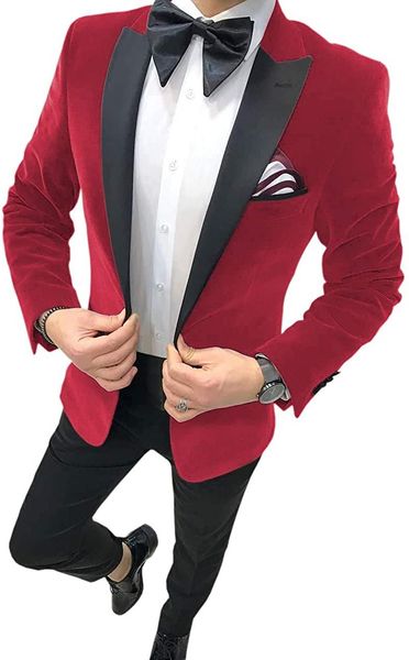 

men's suits & blazers tailor-made fashion wedding suit for men red velveteen slim fit 2 piece custom made formal man party tuxedo set, White;black