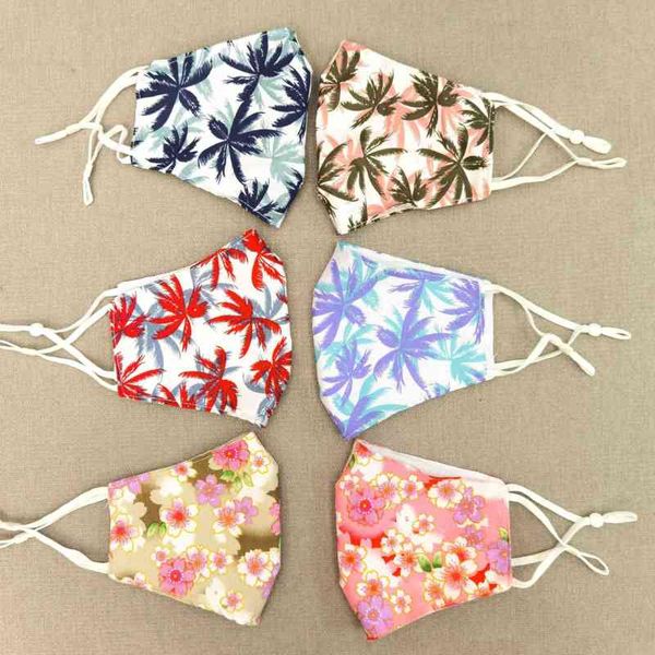 

polyter cotton double layer summer outdoor dust printing flower stereo mask