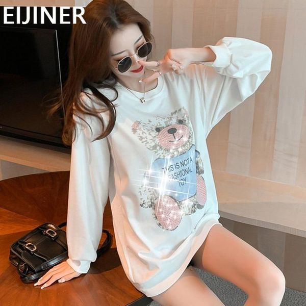 

women's hoodies & sweatshirts crewneck sweatshirt rhinestone hoodie 2021 spring korean fashion plus size long sleeve harajuku cartoon k, Black