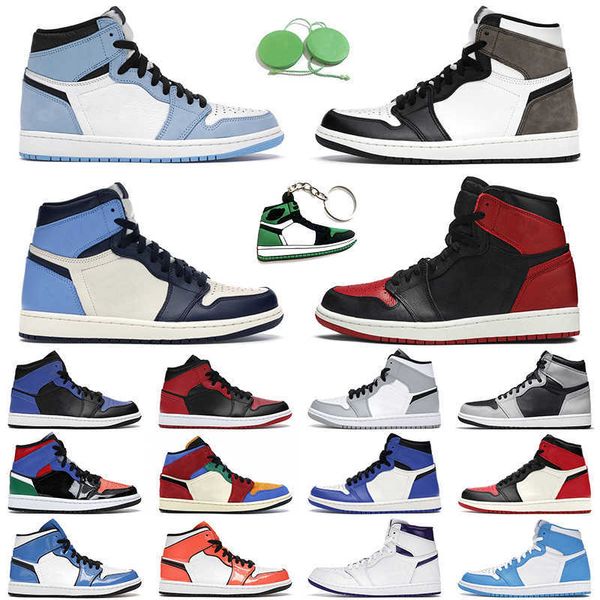 

jumpman 1 banned men women basketball shoes 1s university blue dark mocha twist mid purple pulse iridescent trim mens trainer