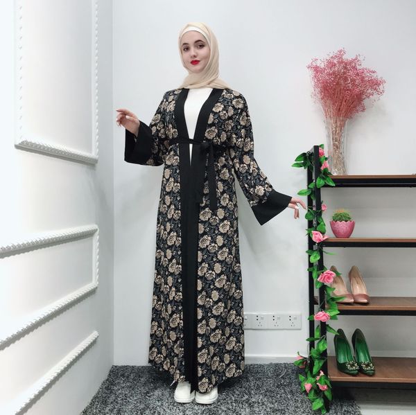 

modest middle east muslim abaya women jibab kimono caftan long robe islamic clothing elbise arabian hijab dress lace-up jubah, Red