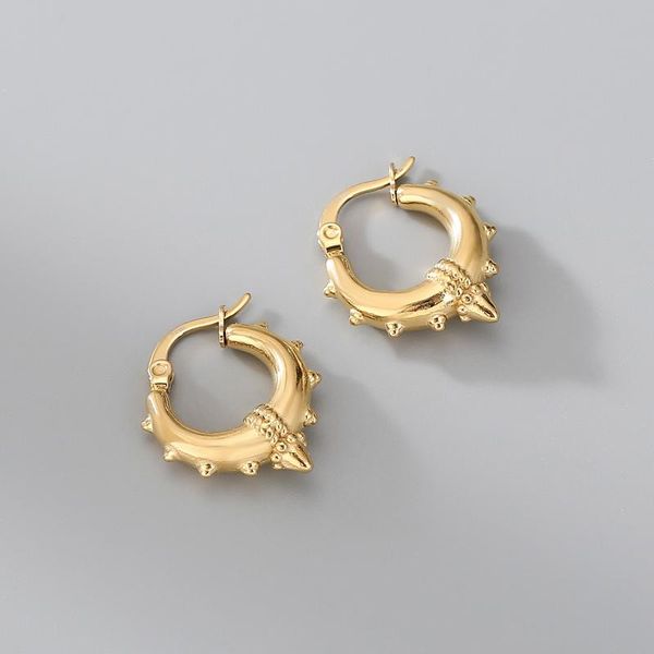 

hoop & huggie tarnish 316l stainless steel earrings for women ladies minimalist circle gold earring hip hop jewelry, Golden;silver