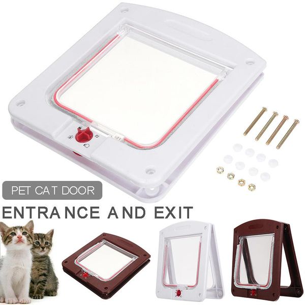 

cat carriers,crates & houses 4 way pet door locking small large dog flap magnetic security gate frame for supplies