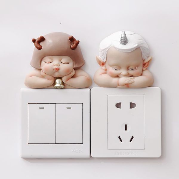 

wall stickers european style light switch home decorations socket protective case living room resin cartoon cover