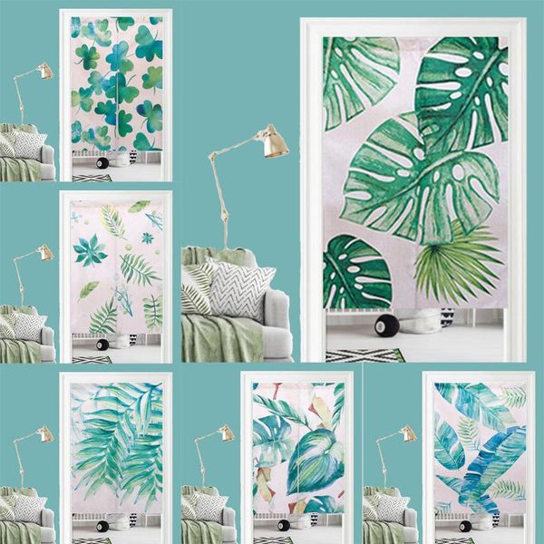 

curtain & drapes japanese noren door green leaves printed doorway kitchen bedroom living room entrance decoration screen curtains