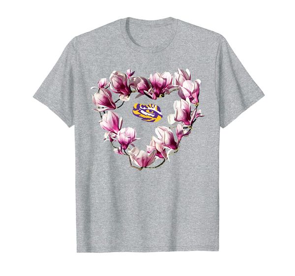 

lsu tigers magnolia flower heart t-shirt - apparel, White;black