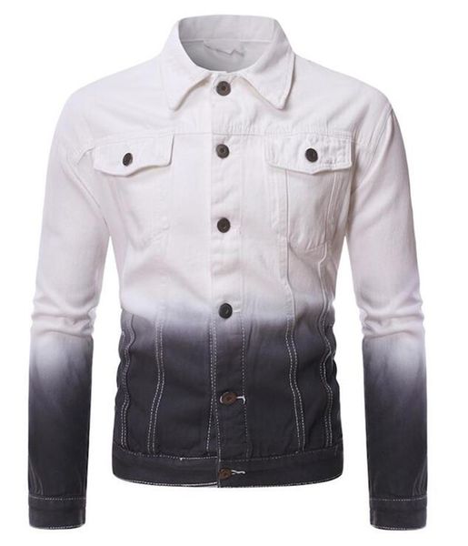 

men's jackets personality gradient denim jacket trend young fashion casual slim clothing spring and summer, Black;brown