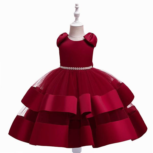

girls dresses children dress princess girl birthday kids clothes party evening gown wedding tiered skirts b9019, Red;yellow