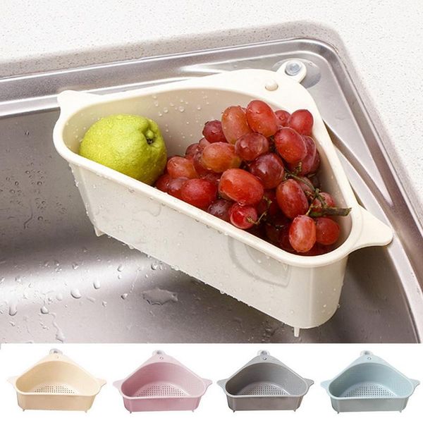 

hanging baskets 2pcs kitchen triangular sink strainer drain vegetable fruit drainer basket suction cup sponge rack storage toolsink filter s