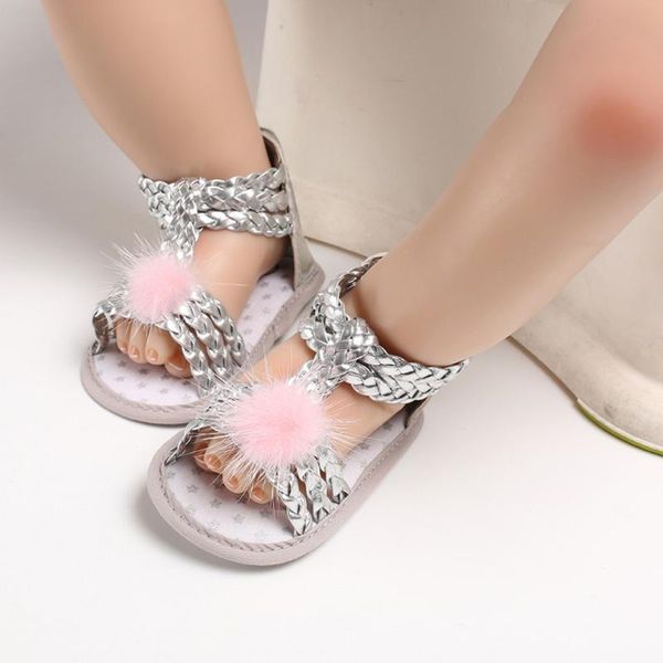 

first walkers 2021 luxury toddler girl sandalias summer infant kawaii pink fluffy flats shoes born comfort leather dress tenis