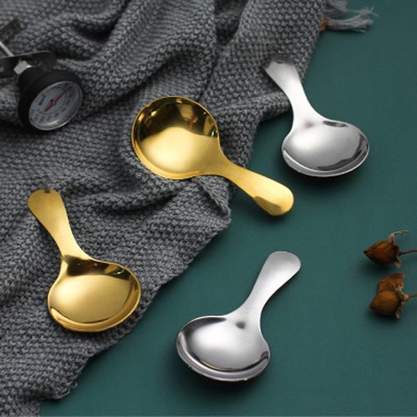 Spoons 1 PCS Curto Handle Sobremesa Colher Aço Inoxidável Sugar Spice Condimento Chá Coffee Scoop Pequenas Crianças Cozinha Ferramentas