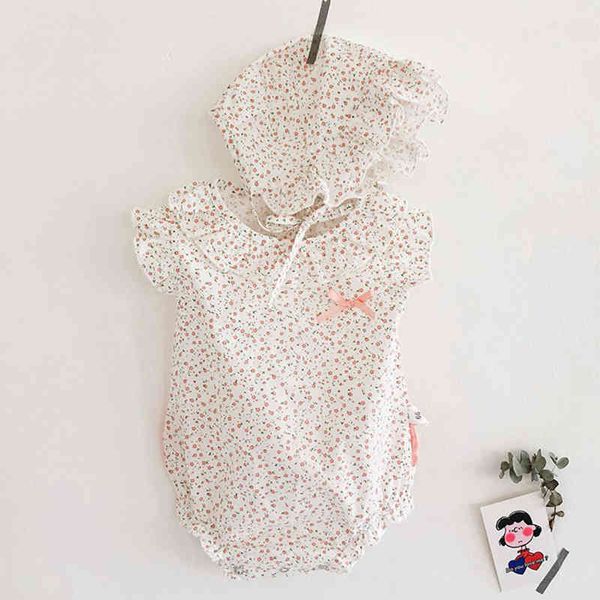 Bebek Kız Romper Yaz Tulum Doğan Kısa Kollu Çiçekler Kıyafetler Giysi Fırfır Borns 210429