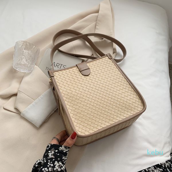 

70% off purse simple woven pattern single shoulder tote bag women's new fashion soft face pu bag messenger