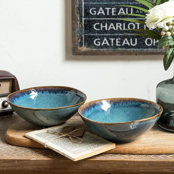 

bowls a sense of beauty~4 pieces ceramic noodle bowls, retro style 7-inch