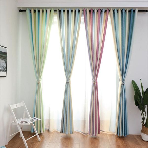

curtain & drapes striped blackout cotton line high shading punched window for living room bedroom decoration .