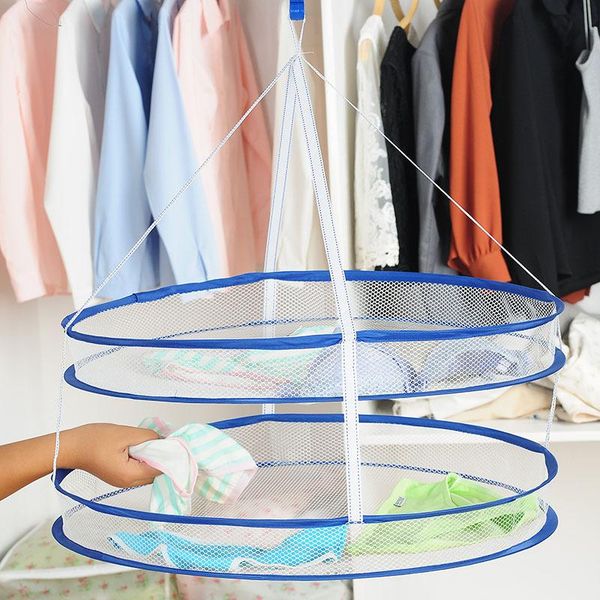 

clothes basket double-layer enclosed foldable drying rack sweater underwear anti-deformation strong durable laundry storage & organization