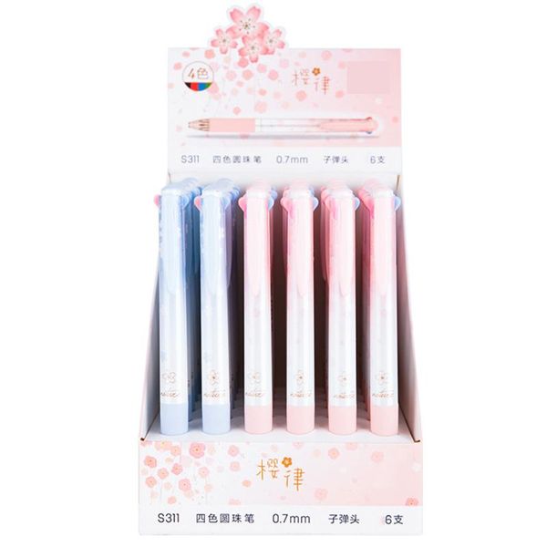 

ballpoint pens 6pcs push type 4 color pen point 0.7 signature office stationery student exam, Blue;orange