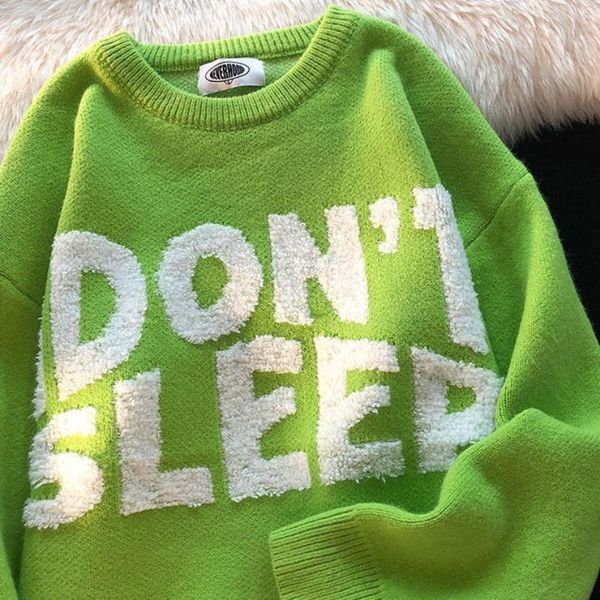 

women's sweaters american retro autumn and winter round neck sweater 2021 street trend lazy style casual loose wild pullovers, White;black