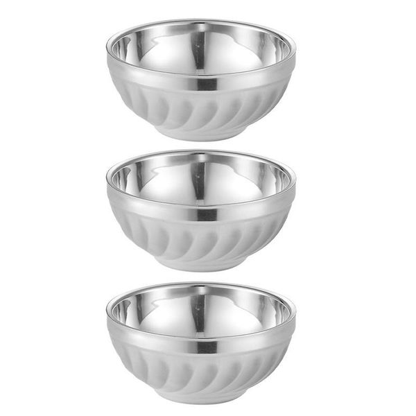 

bowls 3pcs stainless steel salad double layer heat insulation bowl containers