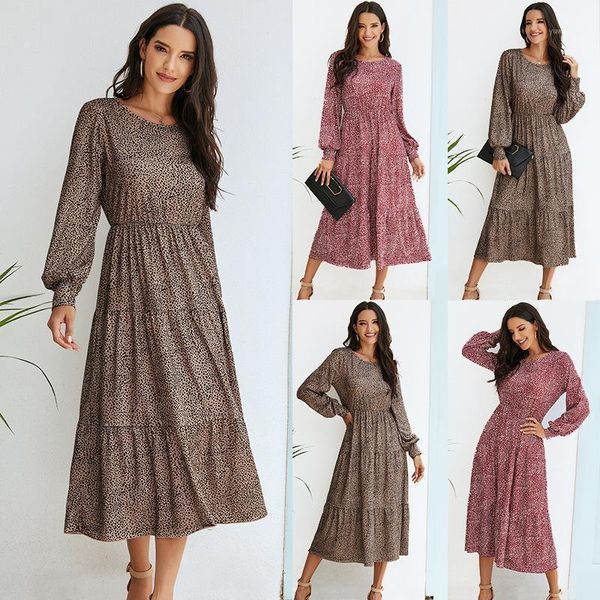 

casual dresses 2021 fashion women polka dot dress spring summer long sleeve o-neck loose streetwear pullover clothing, Black;gray