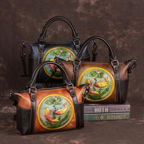

evening bags 2021 guofeng live broadcast head layer cow leather single shoulder messenger women's bag straight hair