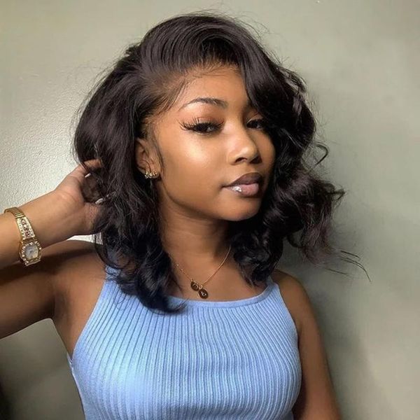 

lace wigs morichy body wave 5x5 closure wig with side part brazilian human hair, Black;brown