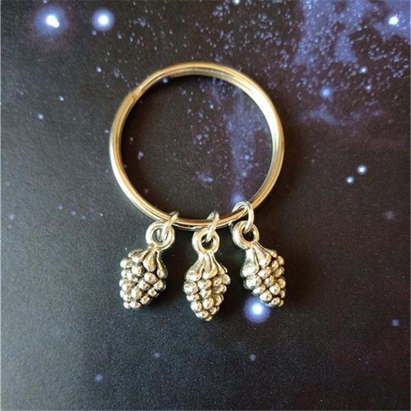 

keychains pine cone keychain key ring handmade plant charm fruit, Silver