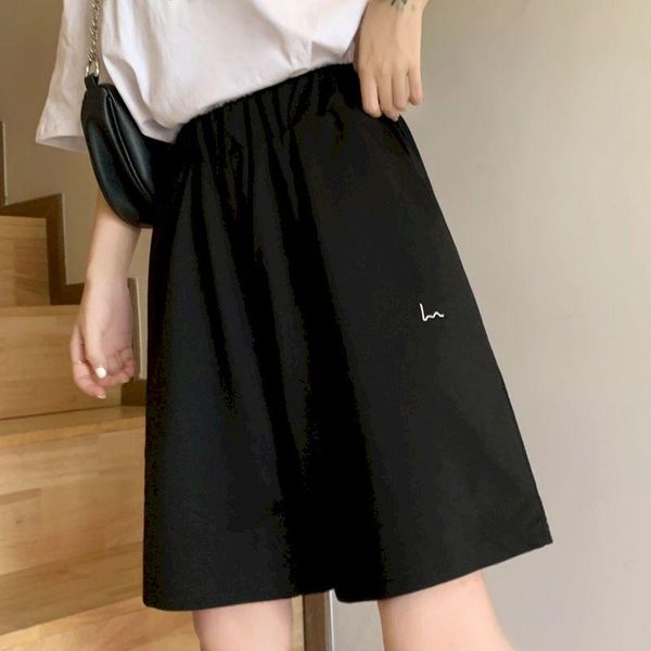 

women's shorts 2021 summer harajuku women korean retro loose wide-legged female student straight big pocket casual plus size cotton, White;black