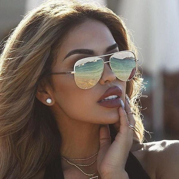 

fashion retro square pilot sunglasses for lady matel frame goggles gradient driving eyewear uv400, White;black