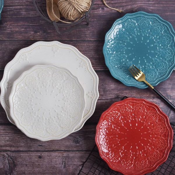 

dishes & plates ceramic tableware nordic embossed creative western steak commercial